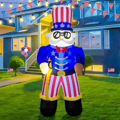 GOOSH Independence Day July 4th Inflatable 6.7FT Uncle Sam with Sword Built-in LEDs Blow Up Yard Decoration for Holiday Party Indoor Outdoor Yard Garden Lawn