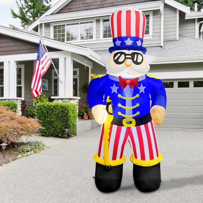 GOOSH Independence Day July 4th Inflatable 6.7FT Uncle Sam with Sword Built-in LEDs Blow Up Yard Decoration for Holiday Party Indoor Outdoor Yard Garden Lawn