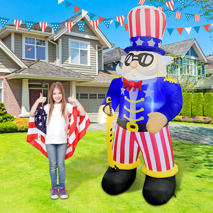 GOOSH Independence Day July 4th Inflatable 6.7FT Uncle Sam with Sword Built-in LEDs Blow Up Yard Decoration for Holiday Party Indoor Outdoor Yard Garden Lawn