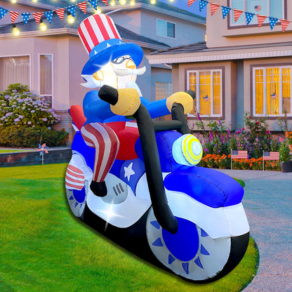 GOOSH 6 FT Width 4th of July Patriotic Inflatable Decorations Uncle Sam Blow Up Yard with LED Lights for Holiday Party Independence Day Memorial Day Decor