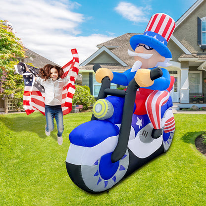 GOOSH 6 FT Width 4th of July Patriotic Inflatable Decorations Uncle Sam Blow Up Yard with LED Lights for Holiday Party Independence Day Memorial Day Decor