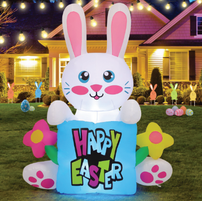 5.2FT Inflatable Rabbit Holding Happy Easter Sign