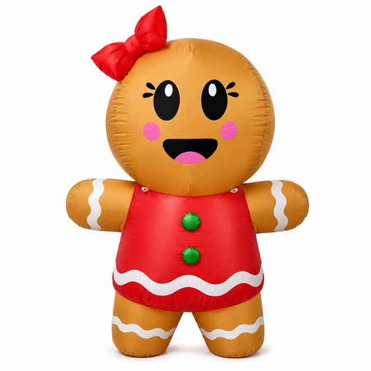GOOSH 6.7 FT Christmas Inflatables Gingerbread Outdoor Decorations Blow Up Yard Gingerbread Man Inflatable with Built-in LEDs for Indoor Christmas Holiday Party Garden Lawn Decor