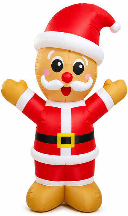 GOOSH 8 FT Tall Christmas Gingerbread Inflatables Outdoor Decorations Blow Up with Built-in LEDs for Indoor Party Yard Lawn Garden Decor