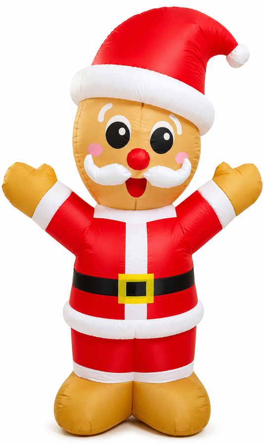 GOOSH 8 FT Tall Christmas Gingerbread Inflatables Outdoor Decorations Blow Up with Built-in LEDs for Indoor Party Yard Lawn Garden Decor