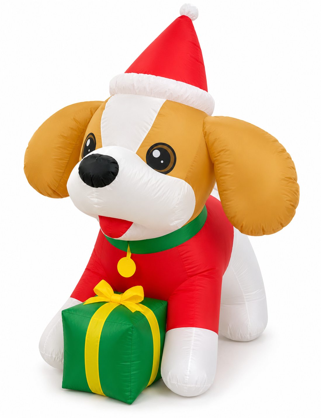 GOOSH 5 FT Christmas Inflatables Cavalier King Charles Puppy Dog Outdoor Decorations Blow Up Yard Present Box with Built-in LEDs for Indoor Party Garden Lawn Decor