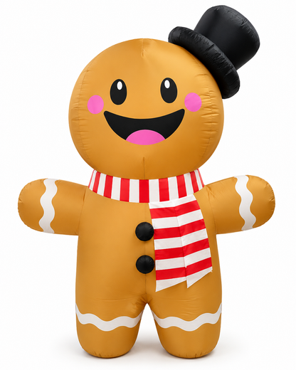 GOOSH 6.2 FT Christmas Inflatables Gingerbread Man Outdoor Decorations Blow Up Yard Gingerbread Inflatable with Built-in LEDs for Indoor Christmas Holiday Party Garden Lawn Decor