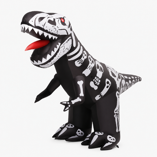 GOOSH 8ft Long Light-Up Inflatable Dinosaur Skeleton Halloween Yard Decoration