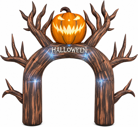 GOOSH 12FT Inflatable Halloween Arch with Pumpkin – Light-Up Yard Decoration