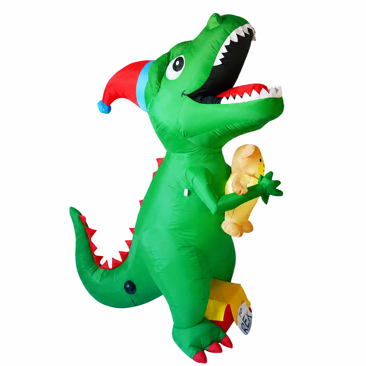 GOOSH 7ft Light-Up Inflatable Dinosaur Christmas Yard Decoration