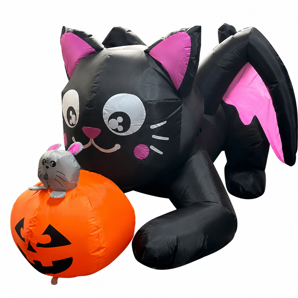 GOOSH 5ft Light-Up Inflatable Cat with Pumpkin Halloween Yard Decoration