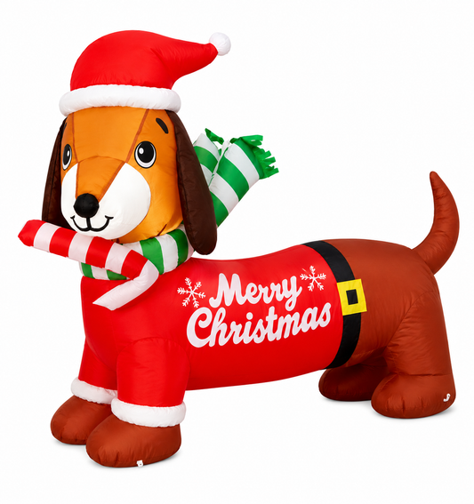 GOOSH 5ft Light-Up Inflatable Dachshund Dog Christmas Yard Decoration