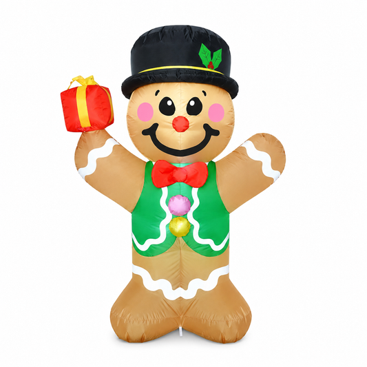 GOOSH 5ft Light-Up Inflatable Gingerbread Man Christmas Yard Decoration