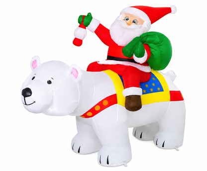 GOOSH 6.6 FT Christmas Inflatable Santa Claus on Polar Bear, Blow Up Yard Decorations with Built-in LEDs for Christmas Indoor Outdoor Yard Lawn Garden Decoration #27255