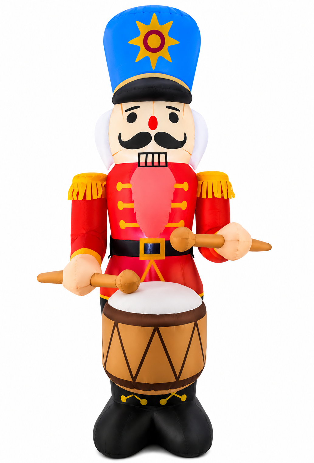 GOOSH 8FT Animated Drumming Nutcracker Inflatable Outdoor Christmas Yard Decoration