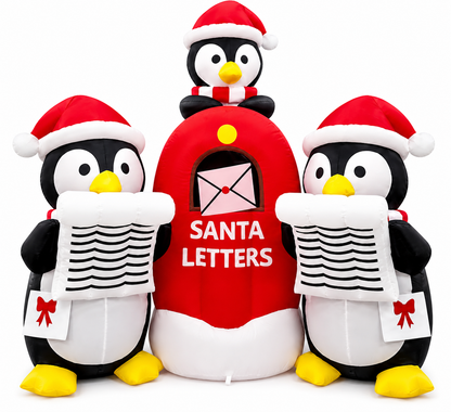 GOOSH 6.5FT Christmas Penguin Mailbox Inflatable Outdoor Yard Decoration
