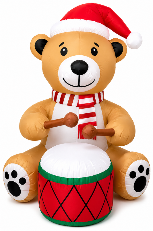 GOOSH 6FT Animated Drumming Bear Inflatable Outdoor Christmas Yard Decoration
