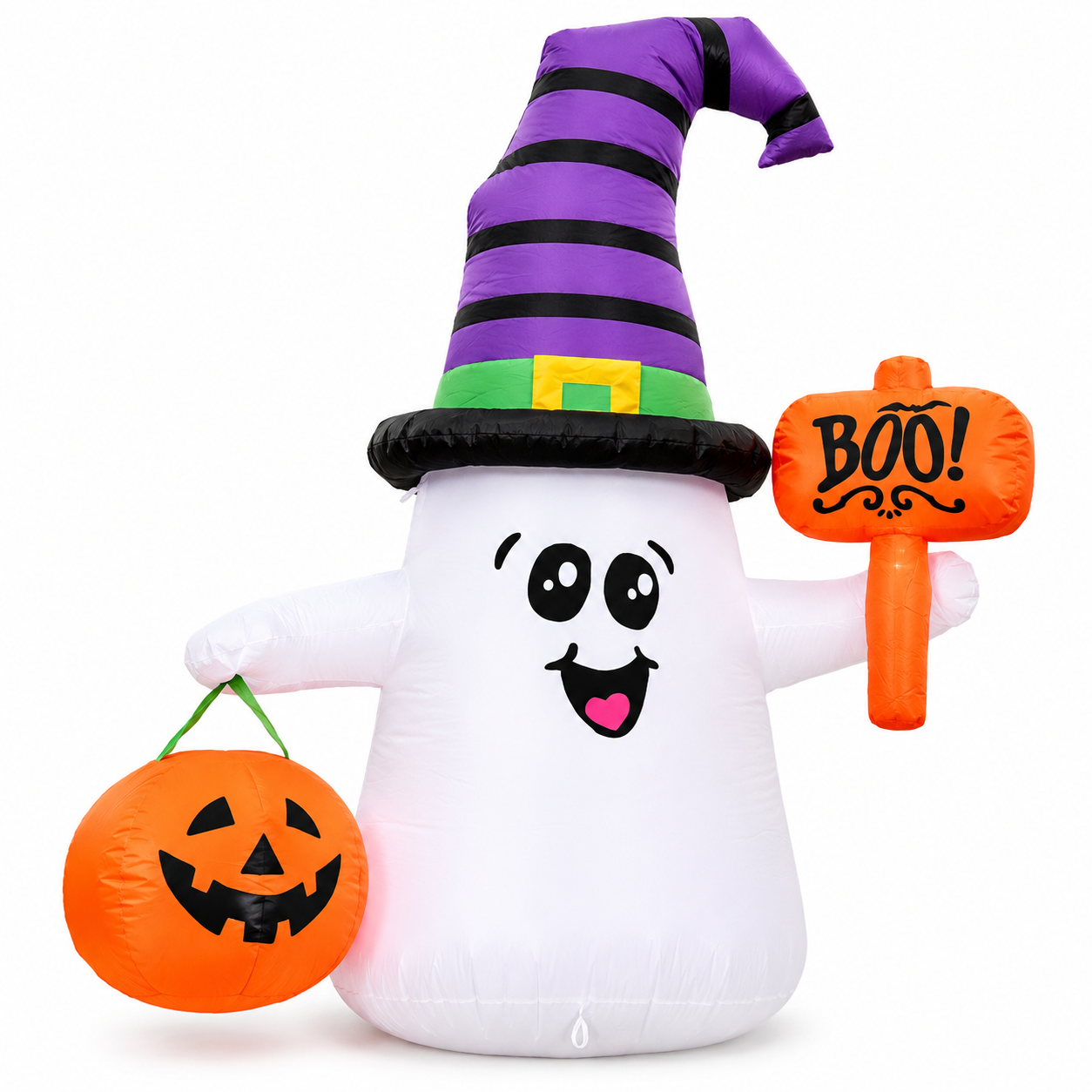 GOOSH 5FT Inflatable Halloween Cute Ghost with The Pumpkin Blow Up Inflatables Halloween Outdoor Yard Decoration