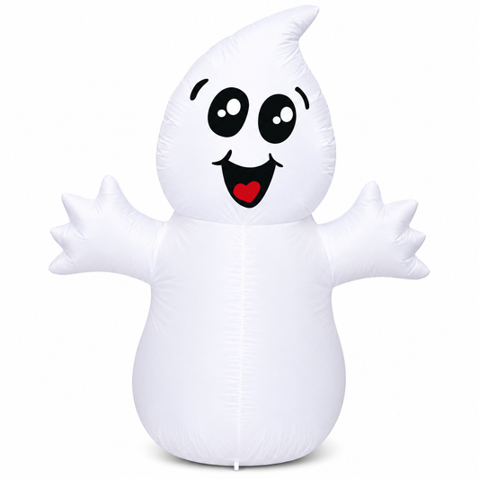 GOOSH 5 FT Halloween Inflatable Outdoor Cute Ghost with Magic Light, Blow Up Yard Decoration Clearance with LED Lights Built-in for Holiday/Party/Yard/Garden