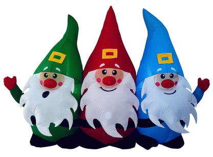 GOOSH 7ft Light-Up Inflatable Three Santa Claus Christmas Yard Decoration