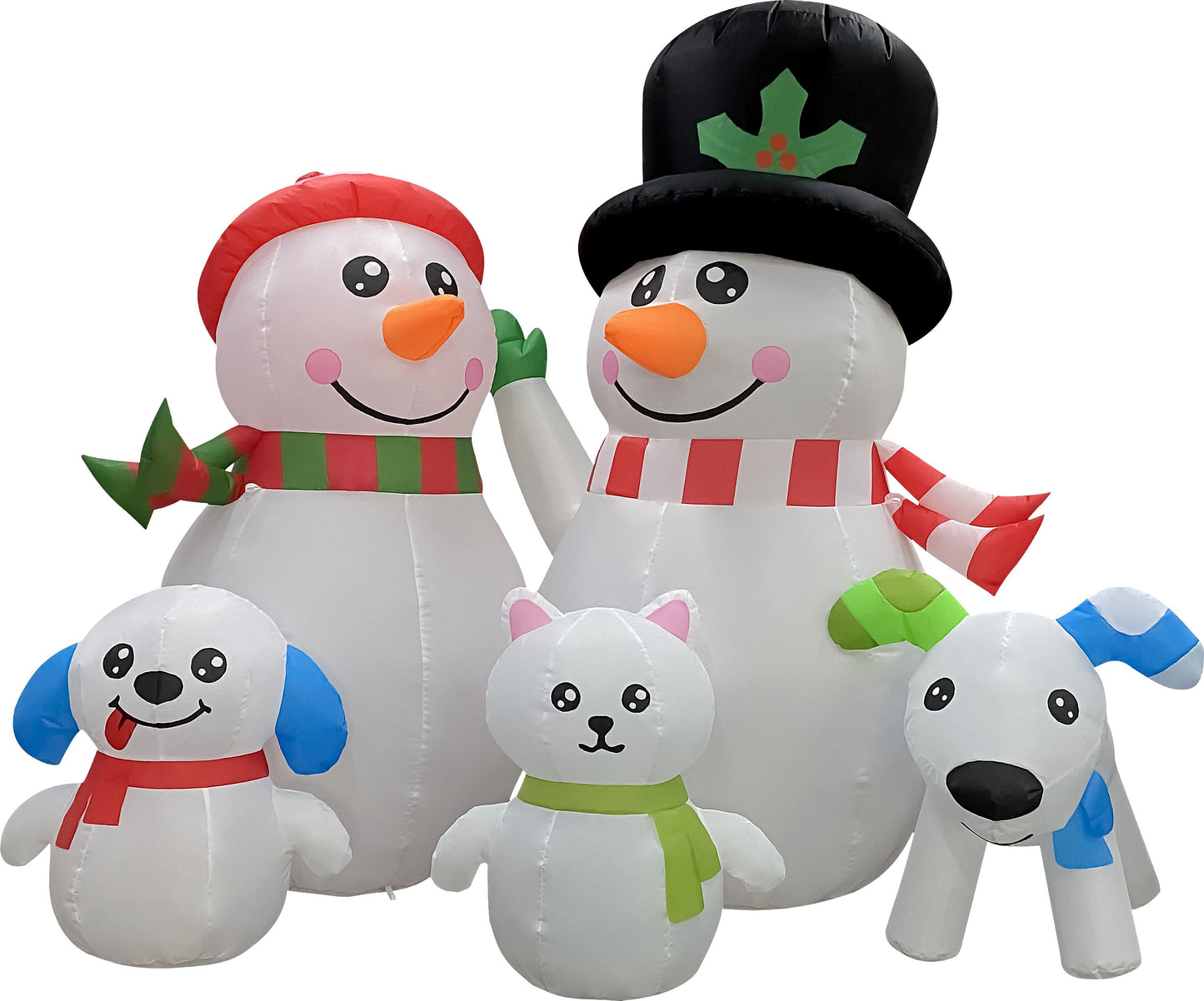GOOSH 7ft Christmas Inflatables Outdoor Decorations, Blow Up Snowman Family Inflatable with Built-in LEDs for Christmas Indoor Outdoor Yard Lawn Garden Decorations