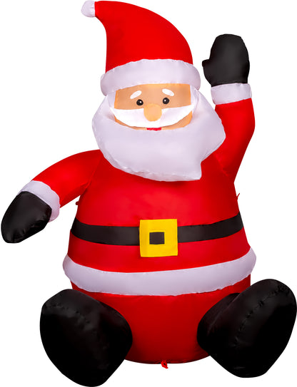 GOOSH 4 FT Christmas Inflatable Santa Claus Sitting Blow UP Yard Decorations for Xmas Garden Lawn Decor
