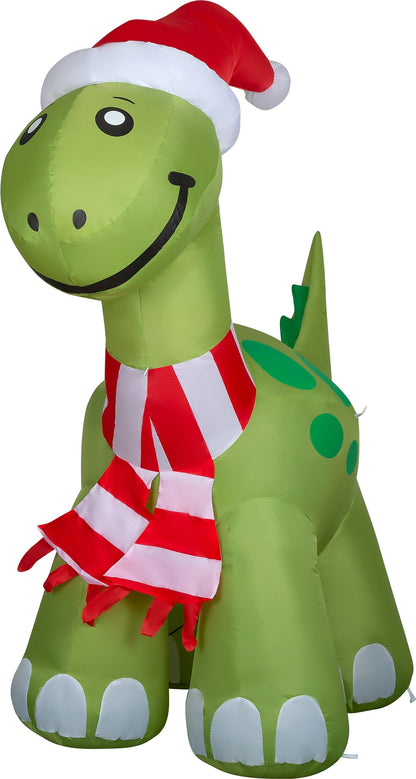 GOOSH 6.2ft Christmas Inflatables Outdoor Decorations, Blow Up Dinosaur Inflatable with Built-in LEDs for Christmas Indoor Outdoor Yard Lawn Garden Decorations