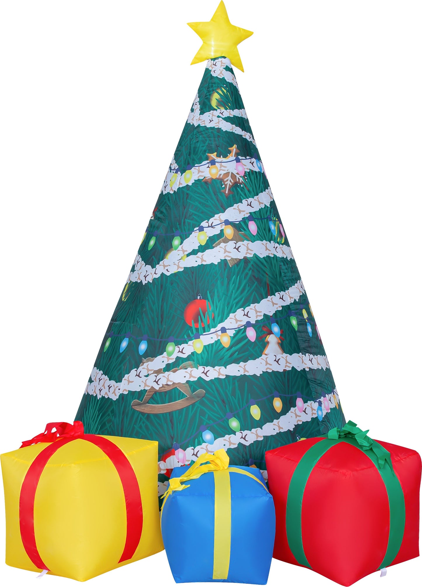 GOOSH 7 FT Christmas Inflatables Tree Outdoor Decorations Blow Up Yard Present Box with Built-in LEDs for Indoor Party Garden Lawn Decor