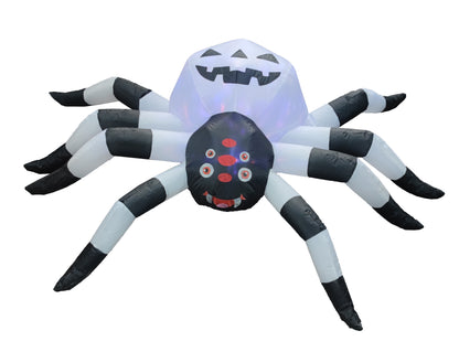 GOOSH 5FT Width Halloween Inflatables Outdoor Decorations Spider with Magic Light Broke Out from Window, Blow Up Yard Decorations with LED Lights for Party Yard Garden Lawn