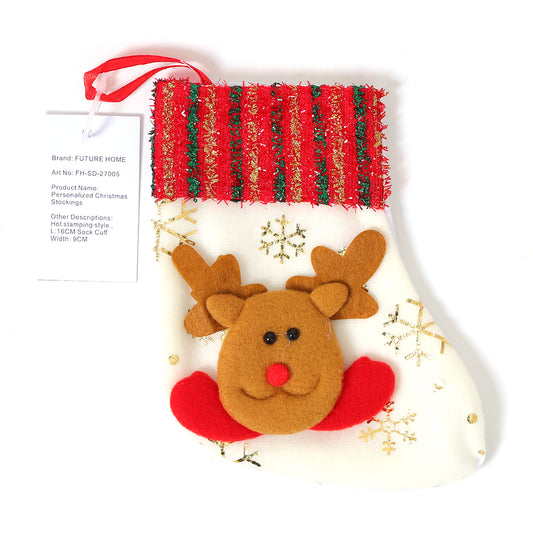 FUTURE HOME Personalized Christmas Stockings for Christmas tree decorations Small Classic Cute Xmas Pattern Red Christmas Ornaments Christmas Decorations for Tree Home Bed Stair Fireplace Wall Door Farmhouse Family Holiday Party Supplies Favors