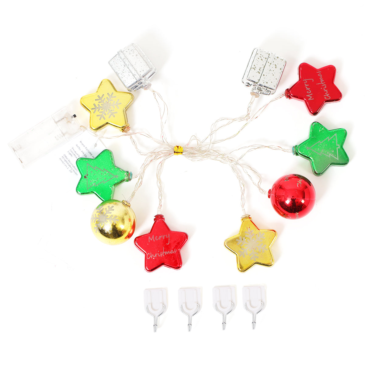 FUTURE HOME Christmas Decorations Lights for festive decoration-– Battery Powered String Lights, Christmas Baubles Ornaments for Wall Xmas Tree, Home & Holiday Decor, Balcony Party Ornaments