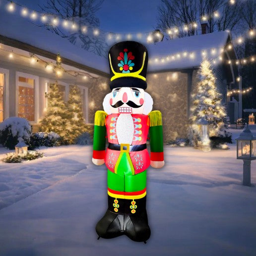 GOOSH 7FT Christmas Nutcracker Inflatable with LED Lights for Outdoor Yard Décor