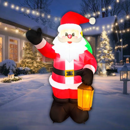 GOOSH 8.5FT Animated Waving Santa Christmas Inflatable with Lantern and LED Lights