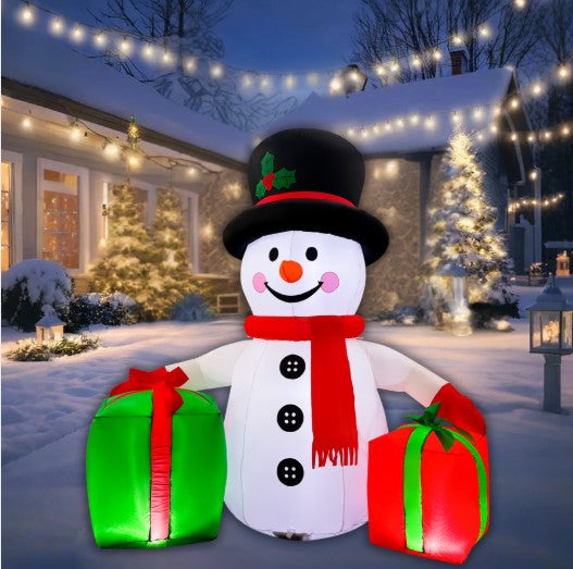 GOOSH 6FT Christmas Snowman Inflatable with Gift Boxes Outdoor Yard Decoration