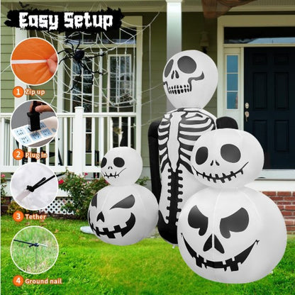 GOOSH 6FT Inflatable Skeleton with Pumpkins Light-Up Halloween Yard Decoration