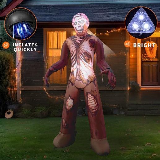 GOOSH 6FT Inflatable Zombie Skeleton – Light-Up Halloween Yard Decoration
