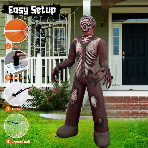 GOOSH 6FT Inflatable Zombie Skeleton – Light-Up Halloween Yard Decoration