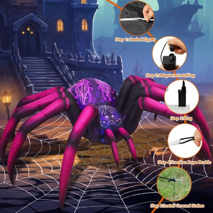 GOOSH 9FT Inflatable Halloween Spider – Light-Up Creepy Yard Decoration