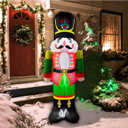 GOOSH 7FT Christmas Nutcracker Inflatable with LED Lights for Outdoor Yard Décor