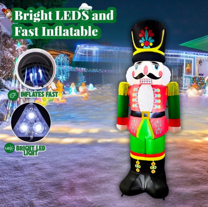 GOOSH 7FT Christmas Nutcracker Inflatable with LED Lights for Outdoor Yard Décor