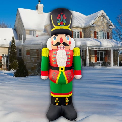 GOOSH 7FT Christmas Nutcracker Inflatable with LED Lights for Outdoor Yard Décor