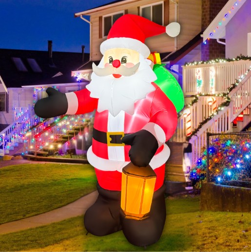GOOSH 8.5FT Animated Waving Santa Christmas Inflatable with Lantern and LED Lights