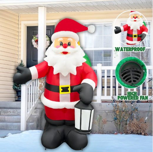GOOSH 8.5FT Animated Waving Santa Christmas Inflatable with Lantern and LED Lights