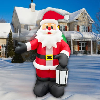 GOOSH 8.5FT Animated Waving Santa Christmas Inflatable with Lantern and LED Lights