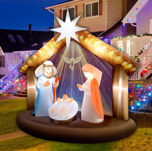 GOOSH 7.5FT Nativity Scene Inflatable with LED Lights for Outdoor Christmas Yard Display