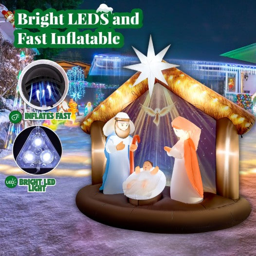 GOOSH 7.5FT Nativity Scene Inflatable with LED Lights for Outdoor Christmas Yard Display