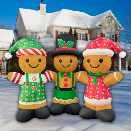 GOOSH 8FT Gingerbread Family Inflatable with LED Lights for Outdoor Christmas Décor