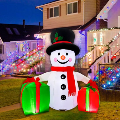 GOOSH 6FT Christmas Snowman Inflatable with Gift Boxes Outdoor Yard Decoration