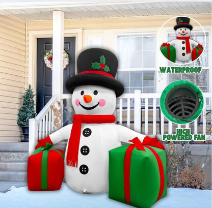 GOOSH 6FT Christmas Snowman Inflatable with Gift Boxes Outdoor Yard Decoration