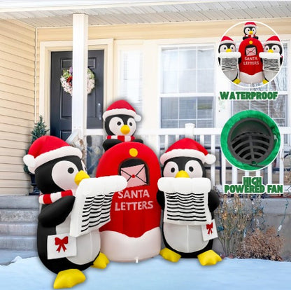 GOOSH 6.5FT Christmas Penguin Mailbox Inflatable Outdoor Yard Decoration